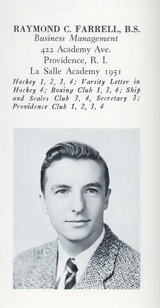 The yearbook photo of Ray Farrell '55