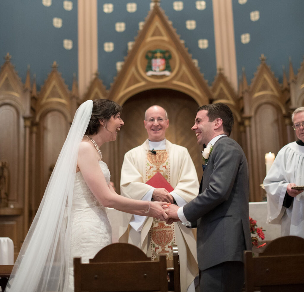 Rev. James Martin, S.J., editor-at-large of America magazine, officiated at the wedding of Kerry Weber '04 and Colm Lynch in 2015.