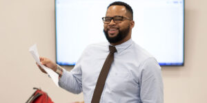 Quincy Bevely, Ph.D., vice president for institutional diversity, equity and inclusion at Providence College, teaches a courses in Diversity, Inclusion, and Democracy in the Development of Western Civilization program.