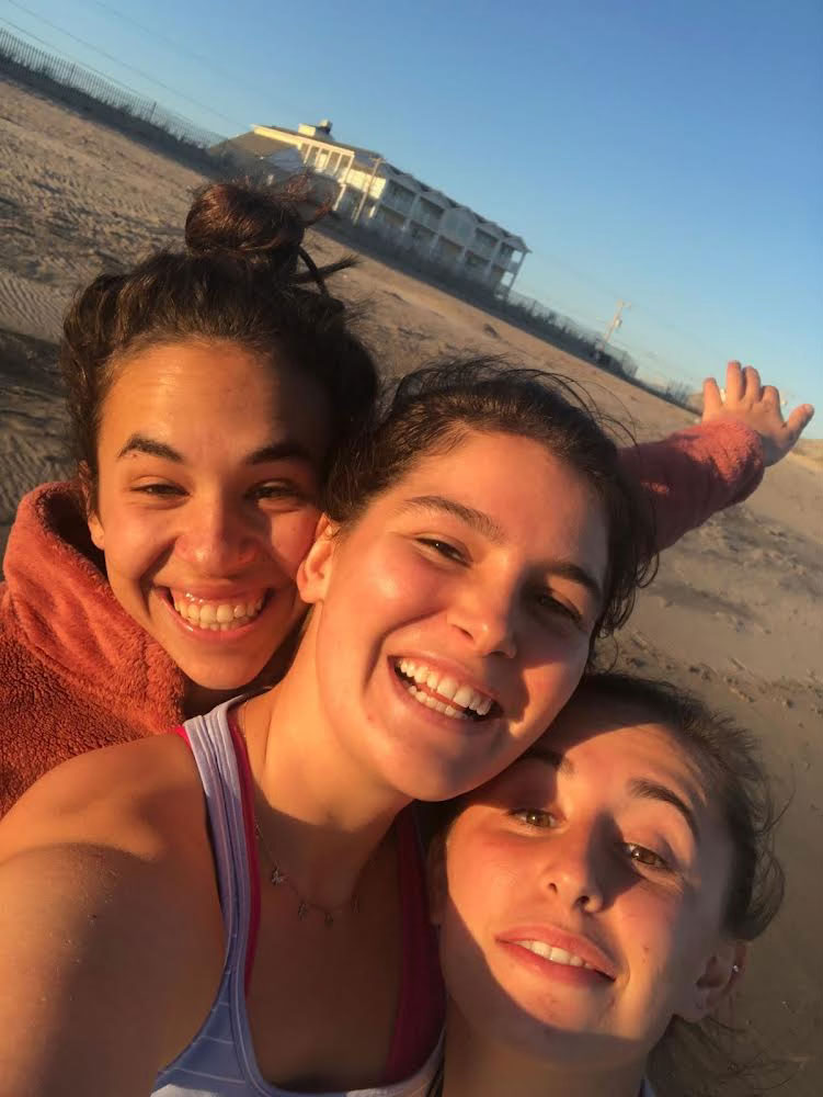 Jobie Hereford '24, left, during a beach weekend in Westerly, Rhode Island, with Rosie Morford '23 and Catherine Ciampi '23.