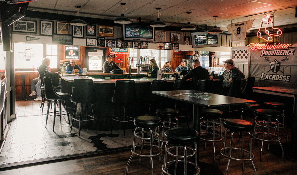 The interior of the Bradley Café on Admiral Street, a neighborhood gathering spot since 1937.