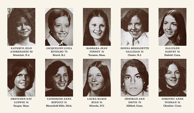 The 10 women who died as a result of the Aquinas Hall fire on December 13, 1977.