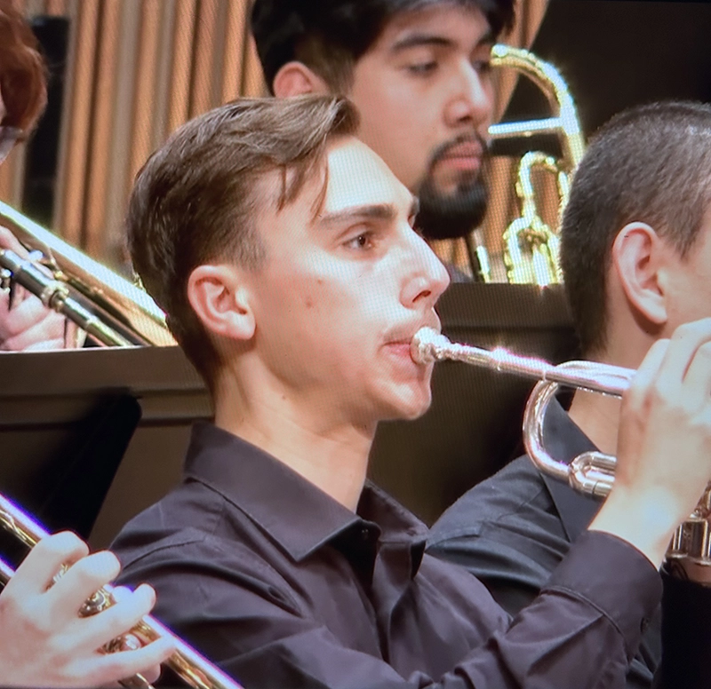 Nick Cassarino '27 playing the trumpet.