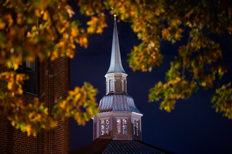 The steeple of St. Dominic Chapel in November 2021.