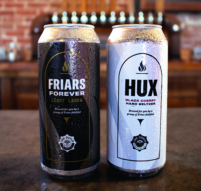 Friars Forever light lager and Hux black cherry hard seltzer were created by Jeremy Duffy '93 to benefit The Fund for Providence College.
