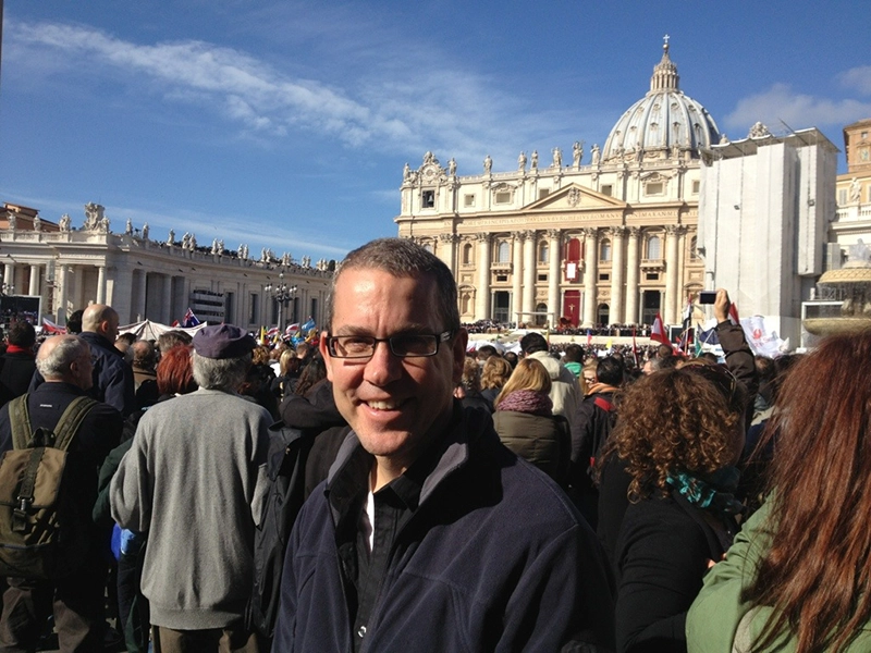 Paul Gondreau, Ph.D., professor of theology, in St. Peter's Square for Easter Sunday Mass.