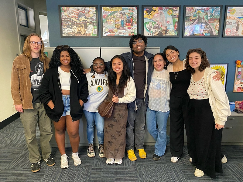Martina Scarpa '25, far right, with students who received the Imagining America Joy of Giving Fellowship.