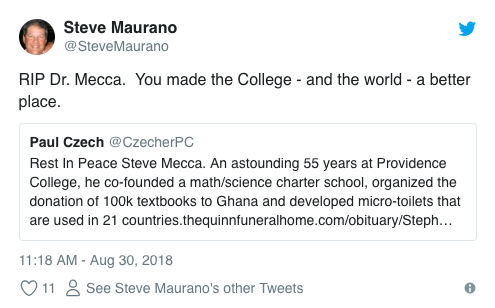 Steve Maurano, Dr. Mecca tweet