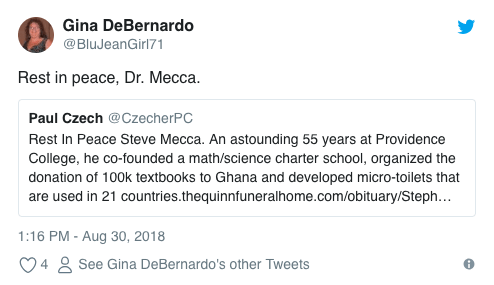 Gina DeBernardo, Dr. Mecca tweet