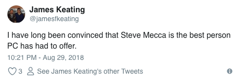 James Keating, Dr. Mecca tweet