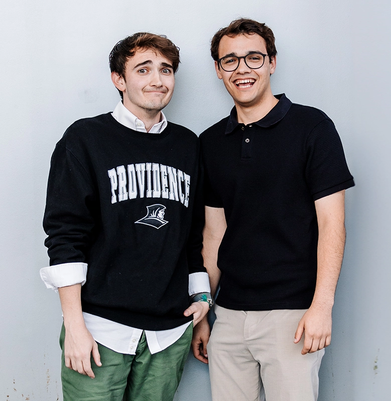 Francis Brissette '26G, left, and John Paul Brissette '25, influencers in the world of social media marketing.