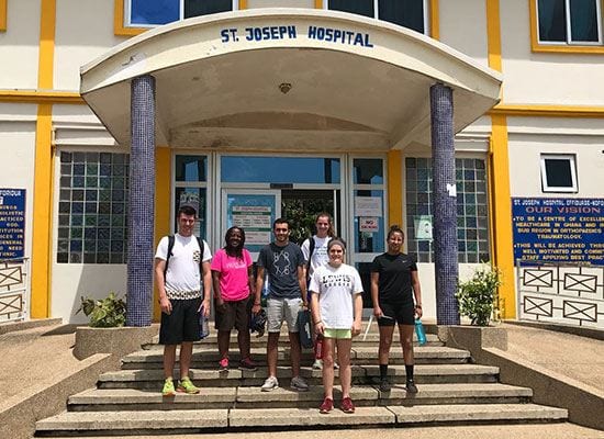 Students outside hospital in Ghana