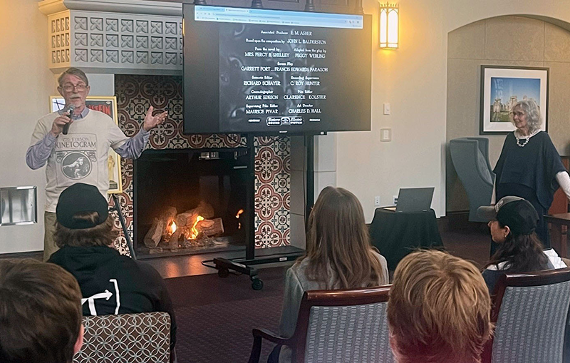 Bruce Graver, Ph.D., professor of English, discusses his new book during a launch ceremony in the Ruane Center for the Humanities.