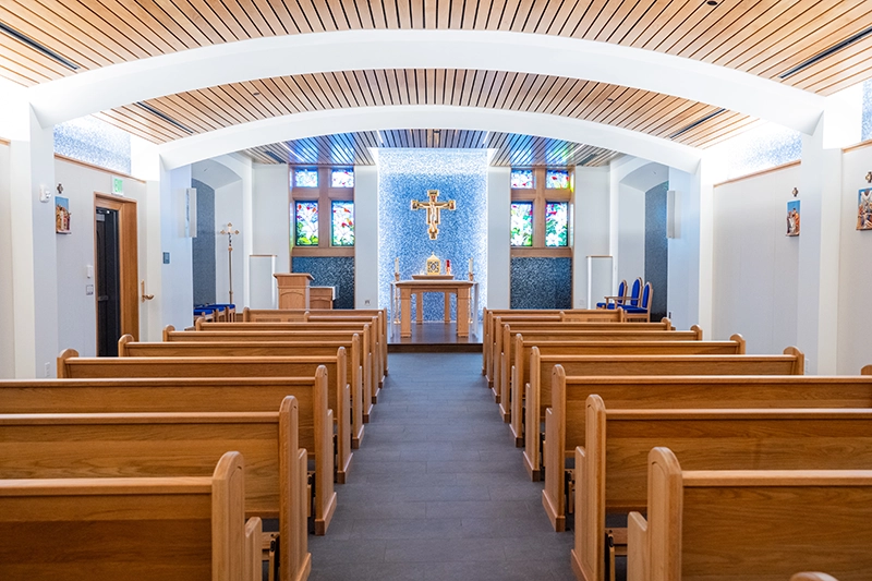 Our Lady of Lourdes Chapel in the new Mondor Center for Nursing and Health Sciences.