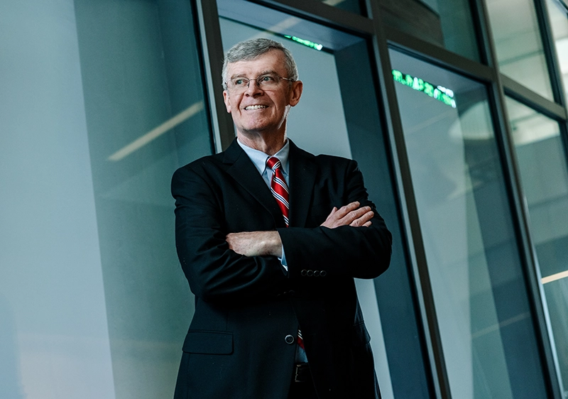 Patrick Kelly, Ph.D., Ruane Endowed Professor of Accountancy, inside the School of Business.