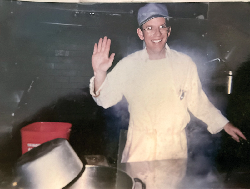 Steve Richards photographed in 1999 at work in the Raymond Hall cafeteria.