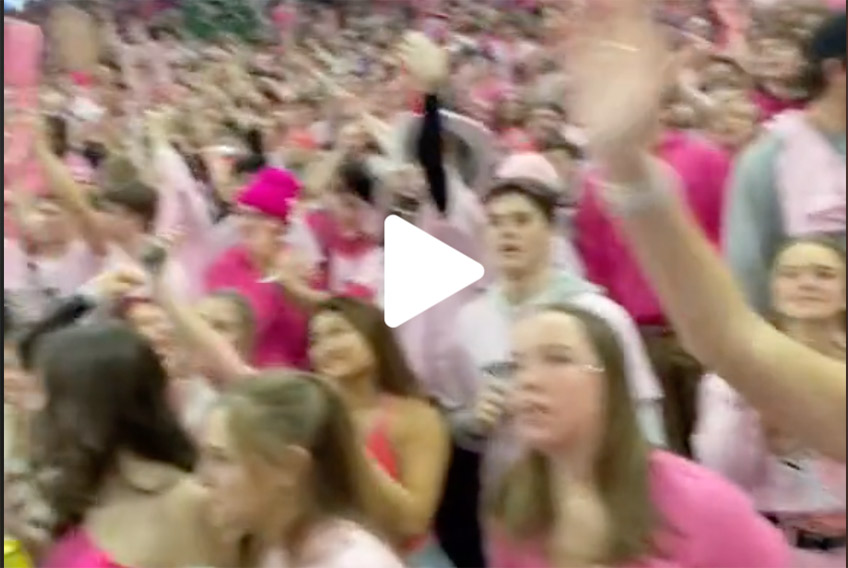 Student section pink out game video