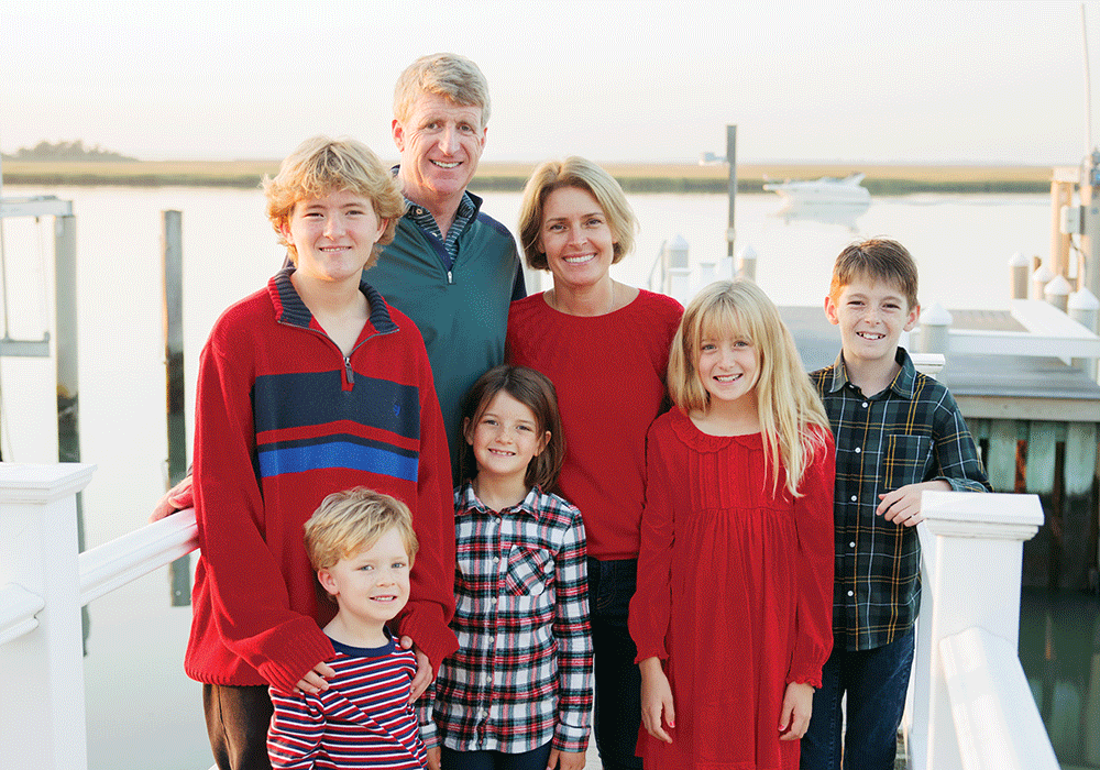 Patrick and Amy Kennedy with their children, from left, Harper, Marshall, Nell, Nora, and Owen.