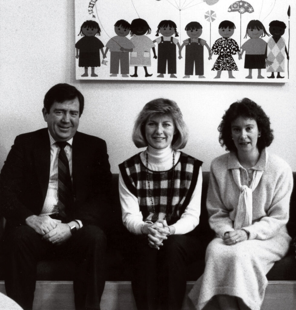 The staff in the 1980s included, from left, John Hogan, later director of personal counseling; Kathy Clarkin, career counselor; and Jacqueline Kiernan MacKay.