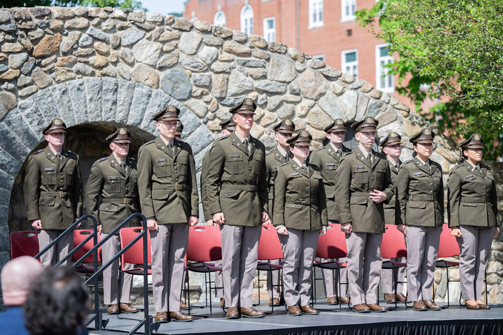 Members of Army ROTC Patriot Battalion during the commissioning ceremony at the War Memorial Grotto.