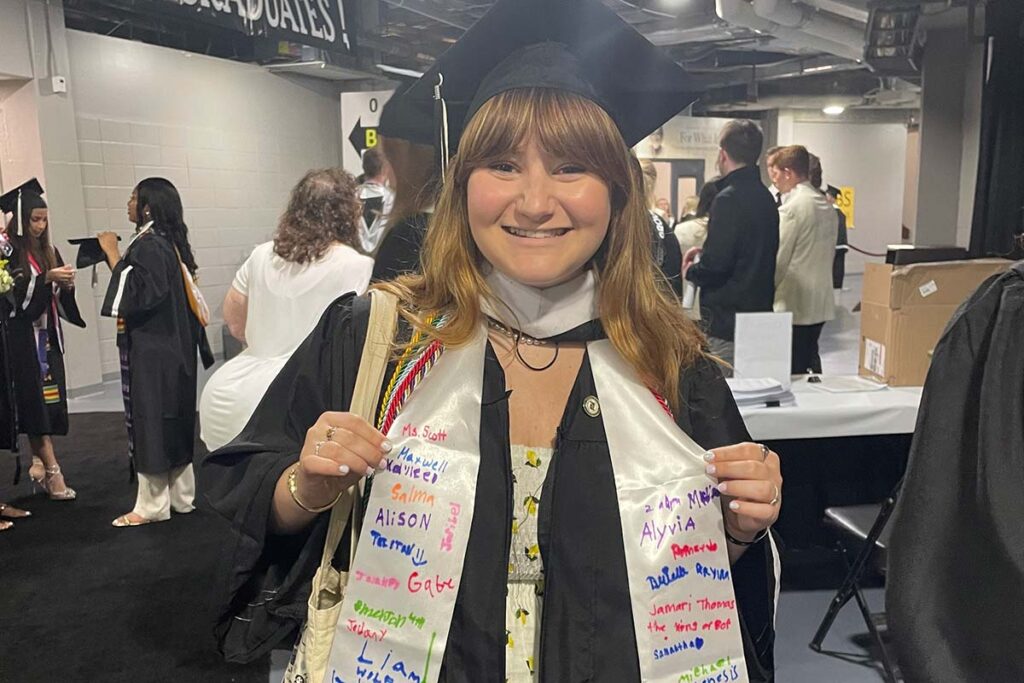 Abby Brockway in cap and gown