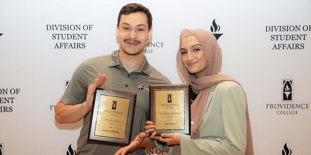 Anthony DiSpena and Ayia Tatari receive awards for student leadership
