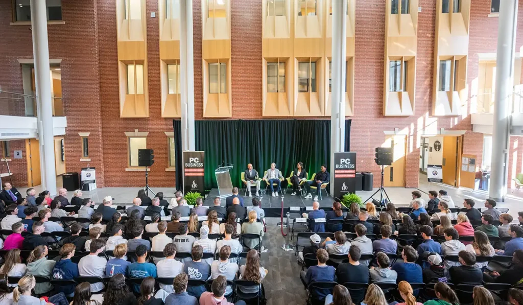 aerial view of the Dean's Symposium, School of Business