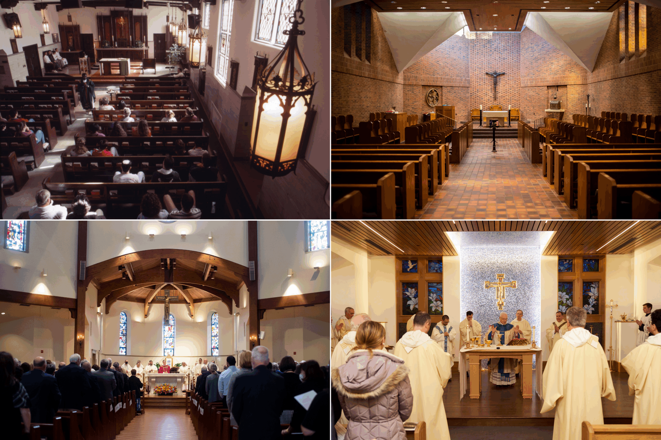 worship spaces on campus in a collage